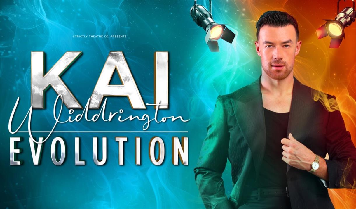 Dancer Kai Widdrington under two spotlights on a poster advertising his dance show