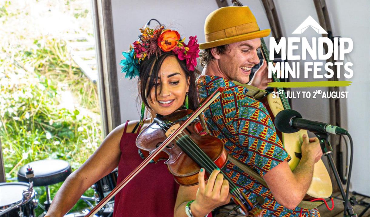 Mendip Mini Fests at Mendip Basecamp. Image of musicians Aardvarks playing in July and August