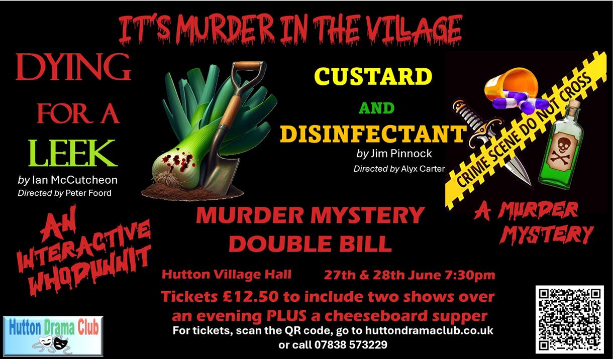 Poster for the murder mystery at Hutton Village Hall