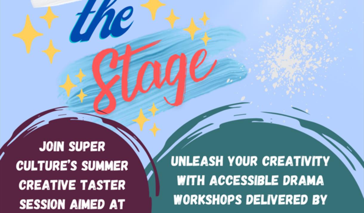 text reads "paint the stage", on a paint- covered background.