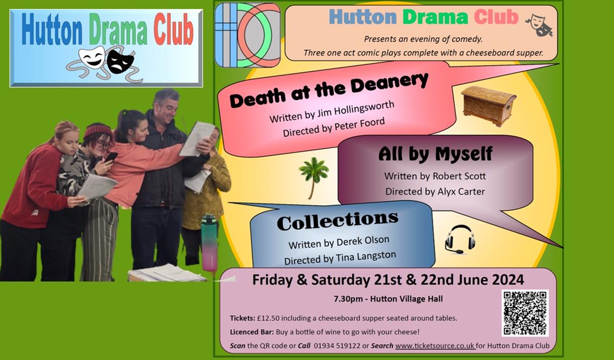 Poster for the summer play at Hutton village Hall