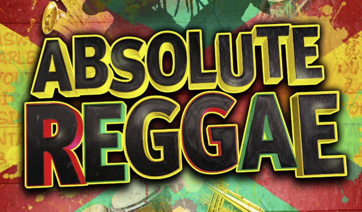 Background is a a green, yellow and red flag with instruments above and below the title that is in the centre coloured black outlined yellow, red and