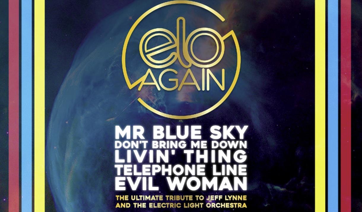 Planet in the background with red, blue and yellow strips down the left and right. The title is white and gold.