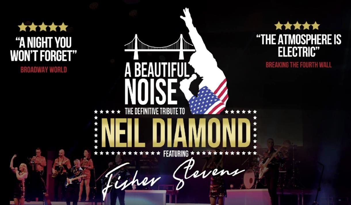 A band in the background and the title in white and gold in the centre.