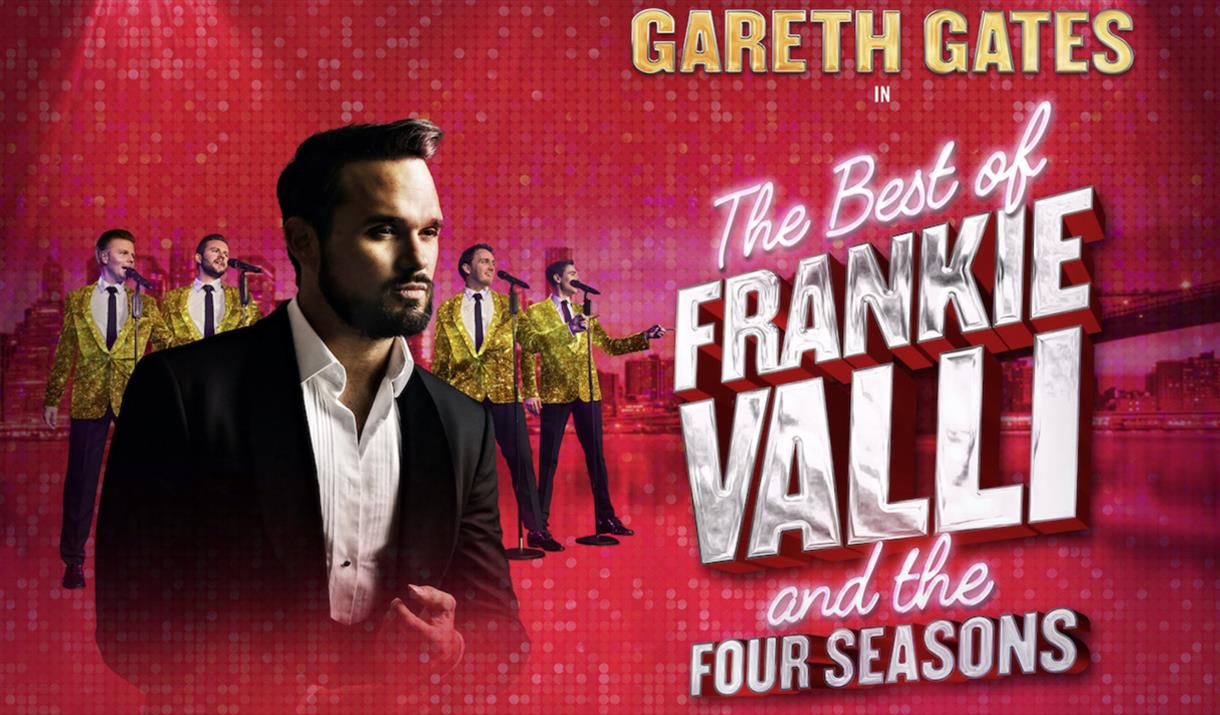 Gareth Gates in front of the four seasons on the left and the title on the right.