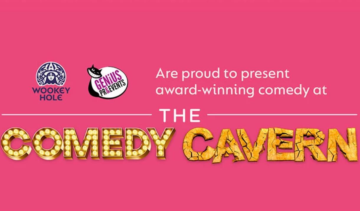 Comedy Cavern poster in bright pink.