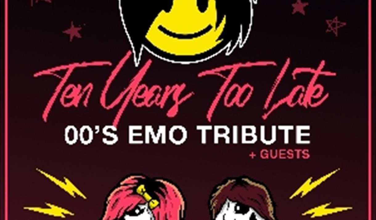 Ten Years Too Late poster of Emo figures.
