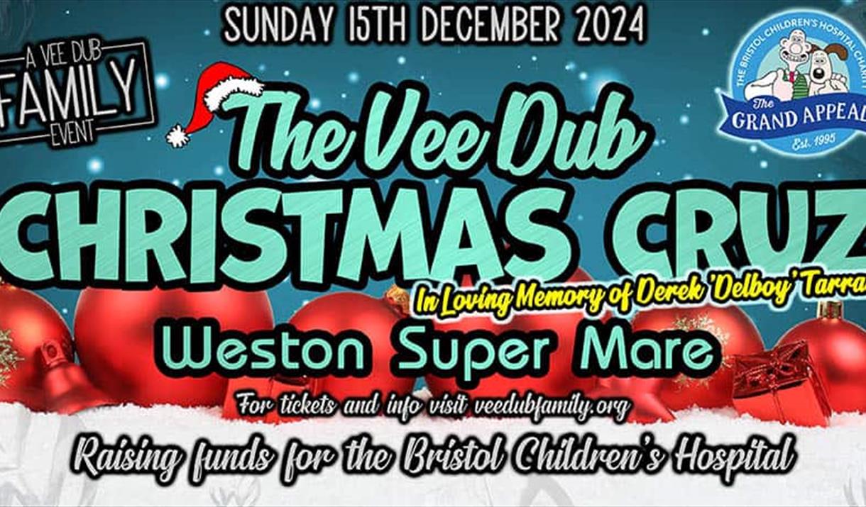 Poster advertising a festive VW cruise in Weston-super-Mare