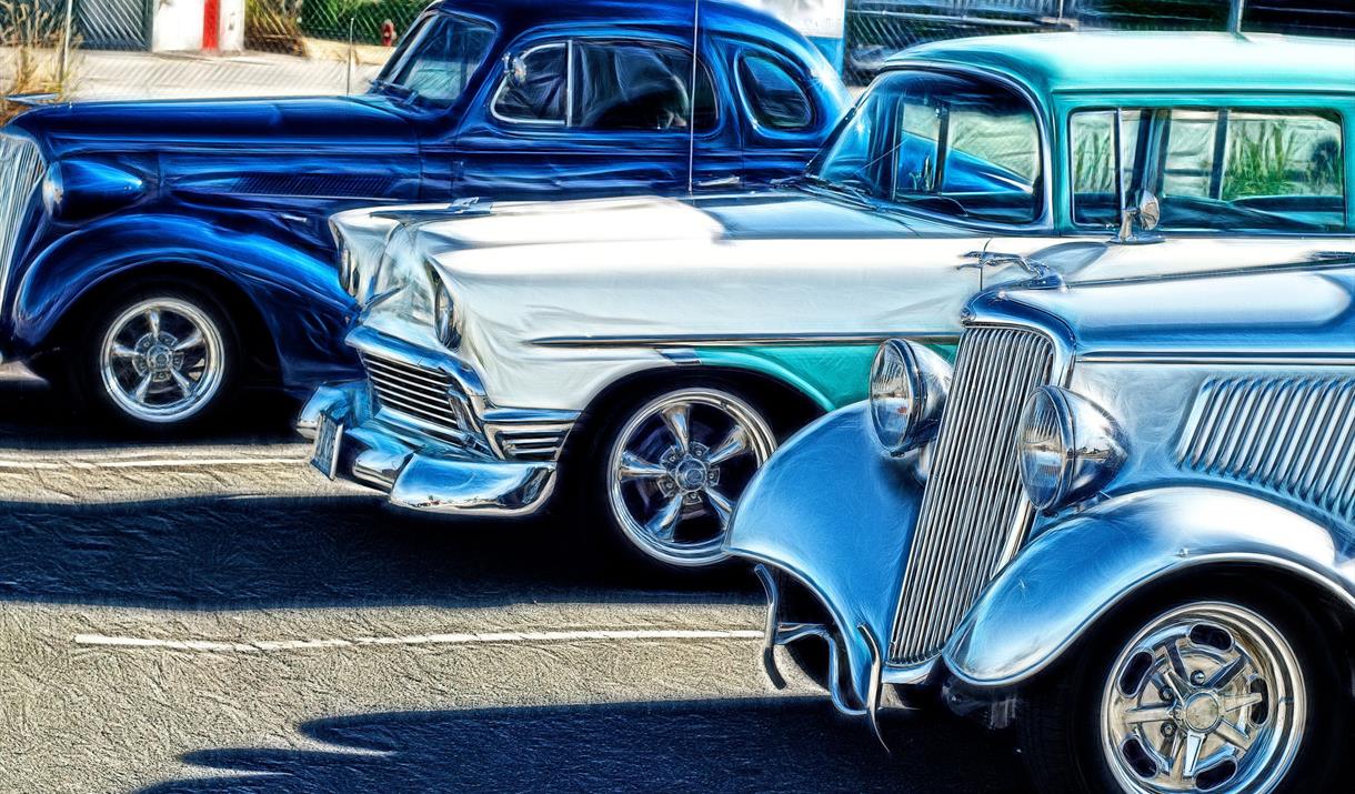 Three vintage vehicles