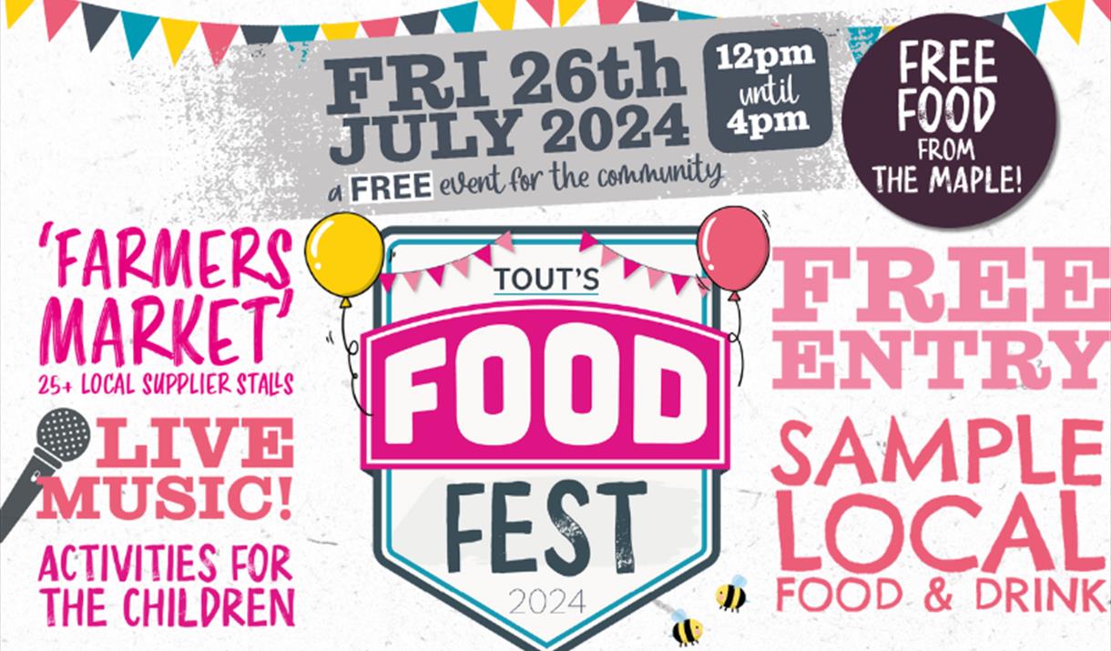 Poster with colourful bunting with full information about the event.