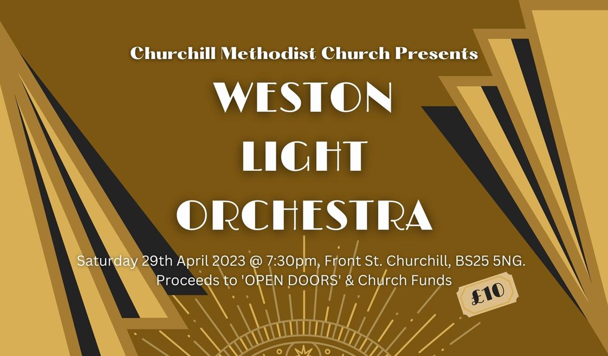 Weston Light Orchestra Concert - designed poster in gold.