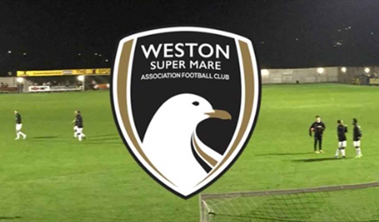 Weston super Mare AFC football pitch and logo.
