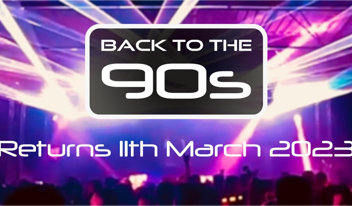 Purple background with floodlights poster announcing the date