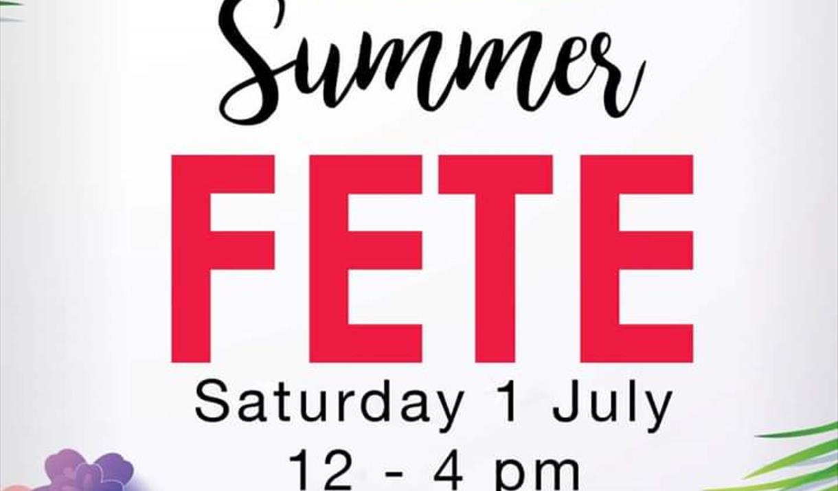 Uphill Summer Fete - image of sunglasses and watermelon ice lollies with details about the event.