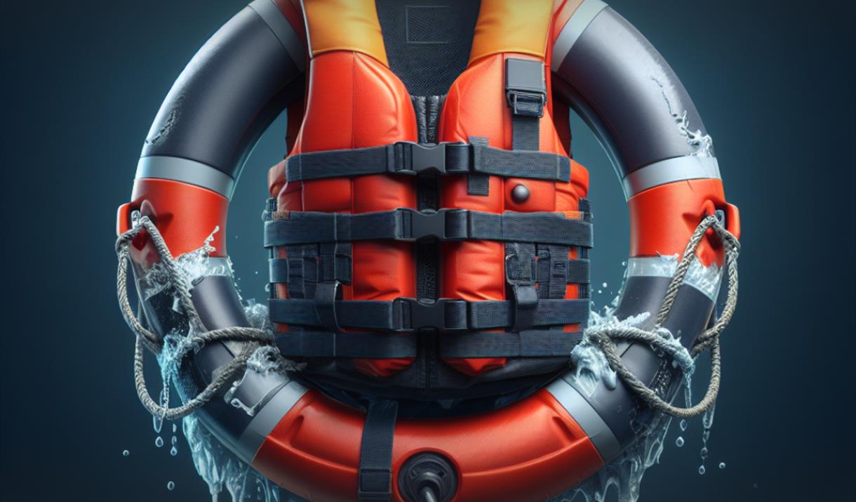 Life Jacket Clinic - photograph of a life jacket in a life-ring.