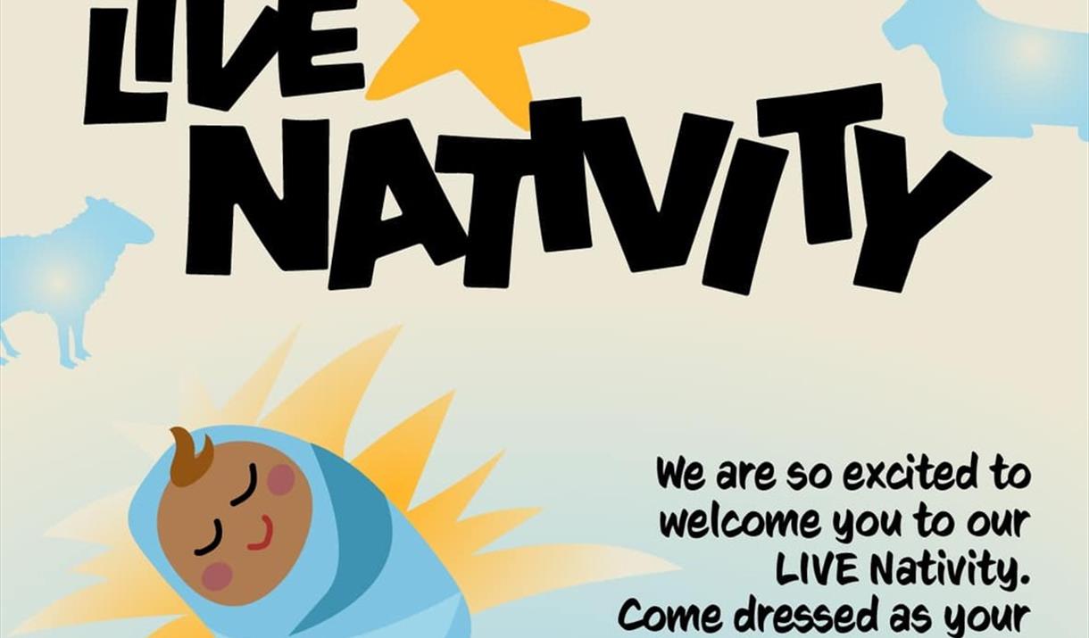 Colour poster promoting a Live Nativity play