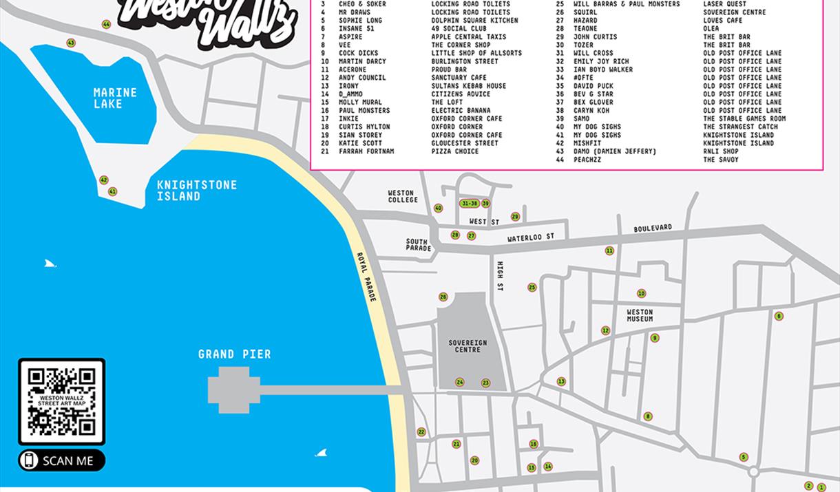 Map of Weston Wallz Street Art