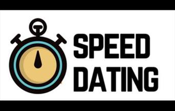 A cartoon style stopwatch on a black background to advertise a speed dating night in Weston-super-Mare