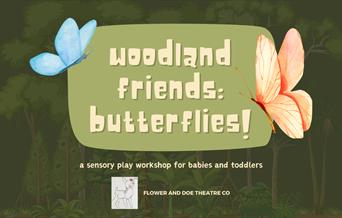 rectangular image with a green woodland background. layered in front is a green rectangle containing the name of the event, underneath this is the wor