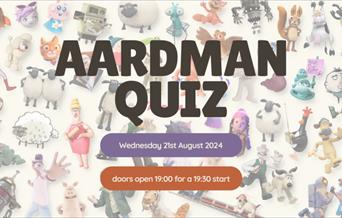 Poster with images of Aardman characters including Sean the Sheep and Wallace and Gromit. Event details.
