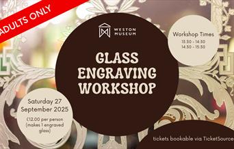 rectangular image with a glass background. in the middle of the image is information about the name of the event, its workshop times, price and date.