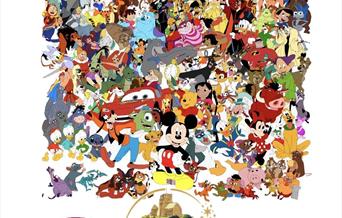 Poster with a collage of Disney characters