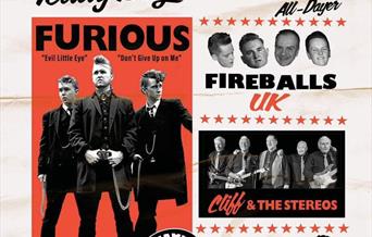 image shows band members, text reads Teddy Boy Tempest, all dayer