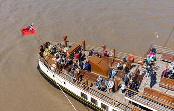 Aerial view of a boat at sea