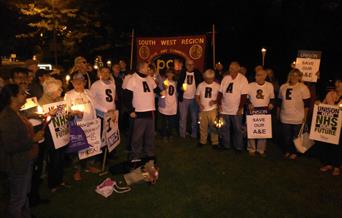 Candle lit vigil Weston Hospital with Christmas Carols