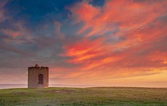 View of Uphill Beacon at sunrise