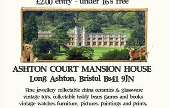 Poster giving details of the event with an image of Ashton Court Mansion House