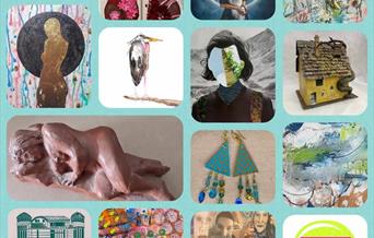 A collage of different pieces of art to promote the North Somerset Arts week at The Weston Artspace