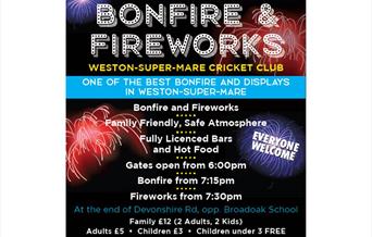 Weston super Mare Cricket Club Bonfire and Firework Spectacular