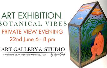 Exhibition poster - private viewing of Botanical Vibes with event information.