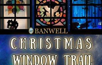 Poster on a blue background advertising a Christmas Windows trail