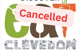 eat: Clevedon food festival poster with Cancelled stamped across it