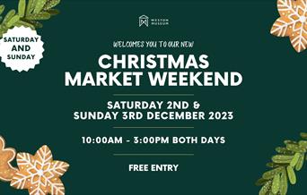 Largely bottle green poster advertising a Christmas Market weekend