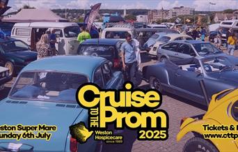 People admiring the vehicles at the Volkswagen Cruise to The Prom event in Weston-super-Mare