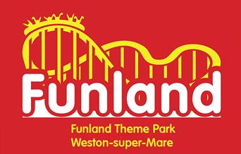 A red and yellow poster with Funland in white letters