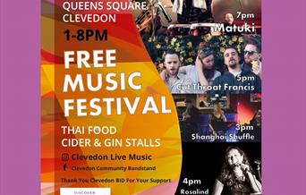 Flyer advertising Clevedon's free music festival