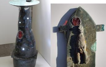 'Birdbath' by Sinclair Taylor and 'Opposing Forces (Iron Man)' by Helen Nock