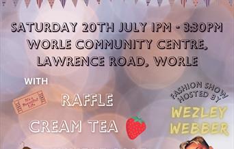 Event fundraising poster with details of the event including a photograph of Wezley Webber, fashion show host.