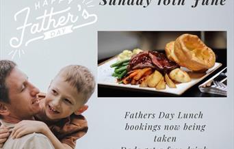 Photograph of Father and children and menu details