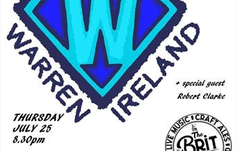 White poster with WC initials in blue and all event details