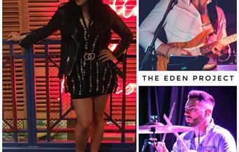 Photographs off the band including singer, guitarist and drummer along with gig details