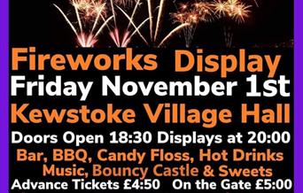 A poster featuring lots of colourful fireworks advertising a fireworks display at Kewstoke, near Weston-super-Mare