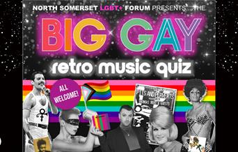 Big Gay Retro Music Quiz promo - images of pop icons over the years.