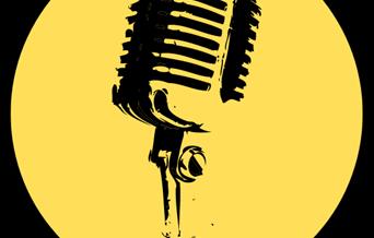 Weston Super Laugh - image of a microphone set in a large yellow circle.
