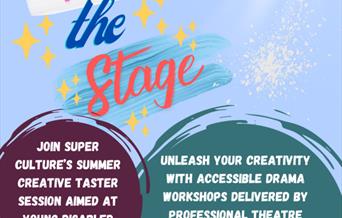 text reads "paint the stage", on a paint- covered background.