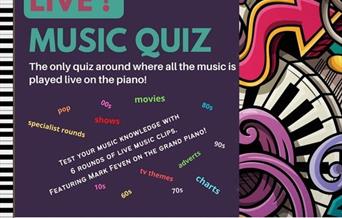 Poster advertising the Pianoman's live music quiz